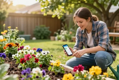 Efficient rainpoint wifi water timer managing moisture levels in a lush garden.