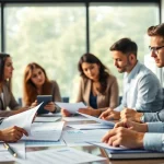 Analyzing contracts and grants during a professional consultation meeting.