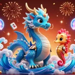 Jouer dans un casino en ligne France légal avec des dragons, des méduses, et des éléments de jeu lumineux et festifs.