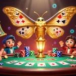 Engage in iwin gaming with a dynamic casino scene illustrating poker and vibrant casino elements.