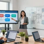 Cyber Essentials certification team collaboration in modern office.