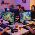 Players enjoying online games on MANTRA88, showcasing vibrant graphics and immersive setup.