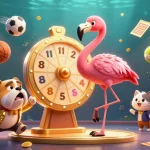 Experience moba4d's exciting prize wheel with cartoon characters enjoying dynamic gaming elements.