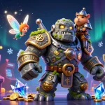 Jouez au casino en ligne avec des personnages en 3D et des éléments de jeu colorés.