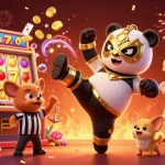 Migliori casino online con panda campione e chihuahua arbitro in un accattivante momento di festa.