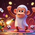 Experience thrilling sports betting with judi bola in a vibrant 3D illustration featuring fun characters.