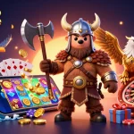 Jouez au casino en ligne avec notre illustration riche de personnages et éléments de jeu captivants.