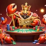 Engage with nohu-cupthegioi as the golden crab emperor reigns at a dynamic poker table, showcasing spirited play.