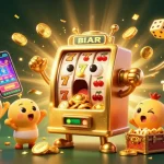 Illustration animée d'une machine à sous, montrant l'excitation du jackpot dans un casino en ligne.