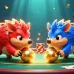Le smashing casino bonus attire les joueurs avec des pangolins rivaux jouant au poker devant un juge toucan.
