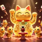 Casino en ligne animée avec des feuillages dorés et des éléments de jeu captivants.