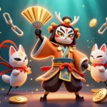 Bolaslot99 brings immersive casino excitement with vibrant 3D illustration of kabuki-themed slot adventure