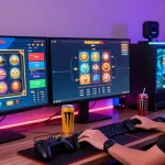 Player enjoying tempototo online games with vibrant gaming setup and live dealer.