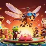 Jouez à un casino en ligne avec une ambiance festive, illustrée par un pilote et un croupier.