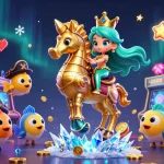 Engage with KUWIN's vibrant underwater casino world featuring mermaids, seahorses, and arcade machines.