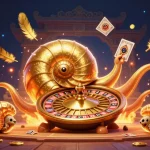 Plongez dans l'univers du casino en ligne avec une illustration 3D captivante, mettant en valeur la roulette et des jeux de cartes dynamiques.