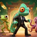 Se divertir en jouant au crypto casino avec des personnages animés entourés de symboles de chance.