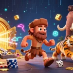 Get your thrills at an online casino with vibrant caveman characters and sparkling treasures.
