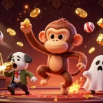 MPO08 offers thrilling slot gaming with dynamic golden elements and engaging characters in a casino setting.
