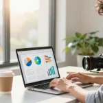 Entrepreneur working on a business plan at https://www.startsomethingpc.com, surrounded by inspirational notes and charts.