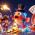 Experience the thrill of slot online with a vibrant underwater casino scene featuring unique characters and electrifying game elements.